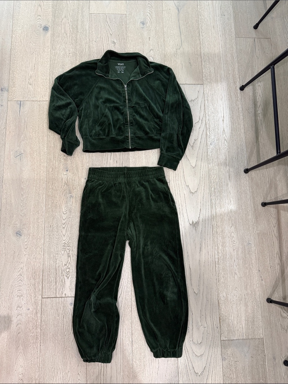 Dark Green Velour Zip Jacket & Jogger Set